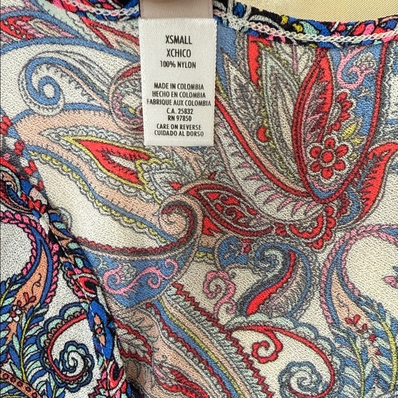 Luli Fama Multi-Color Paisley Print Swimsuit Cover Women's XS - Picture 10 of 12